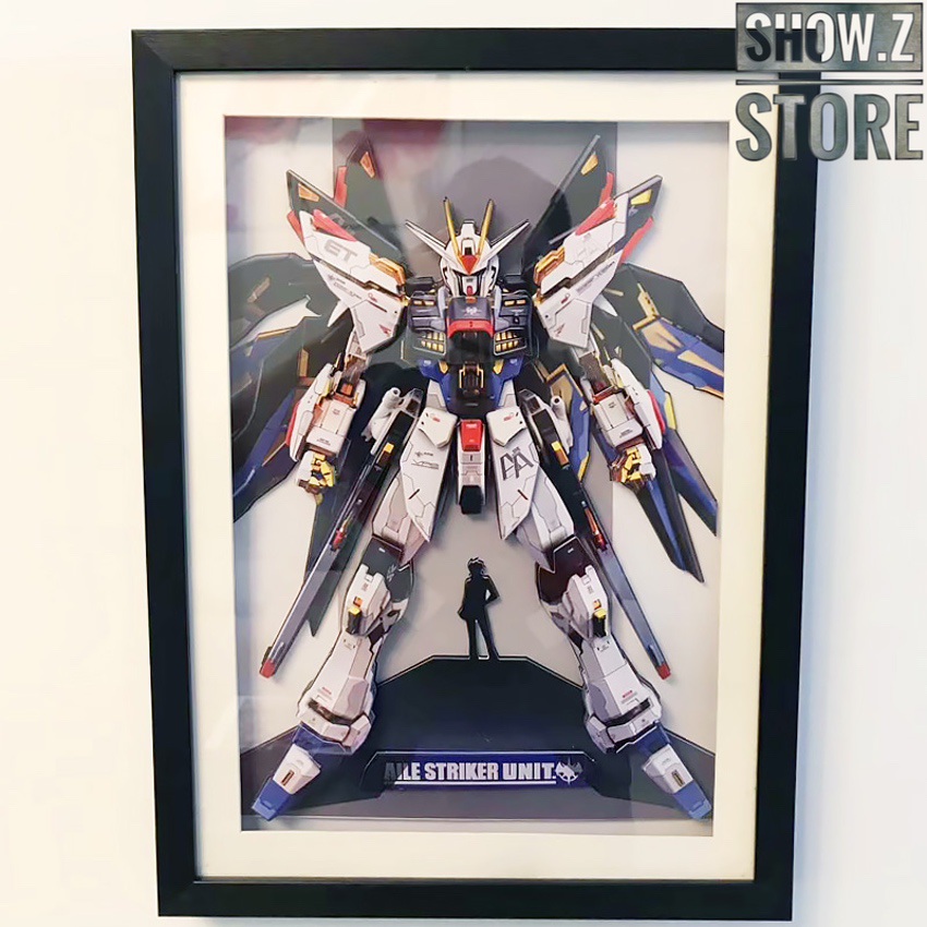Strike Gundam wall hanging with figure silhouette Strike Gundam wall hanging with figure silhouette