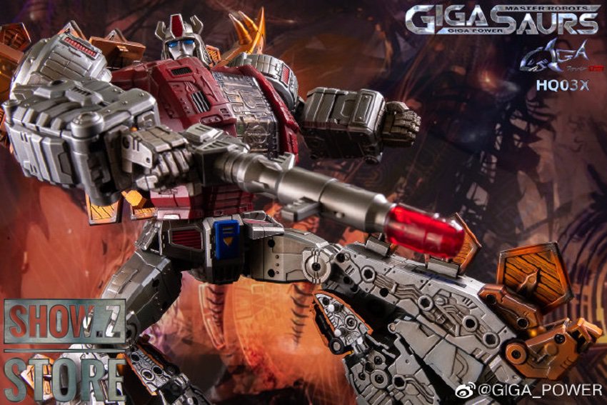 Red and silver robot showing cannon weapons and detailed armor plating Red and silver robot showing cannon weapons and detailed armor plating