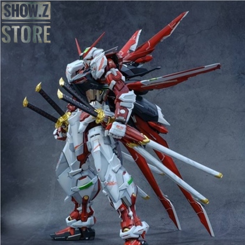 Red white Gundam Astray with multiple beam rifle weapons Red white Gundam Astray with multiple beam rifle weapons