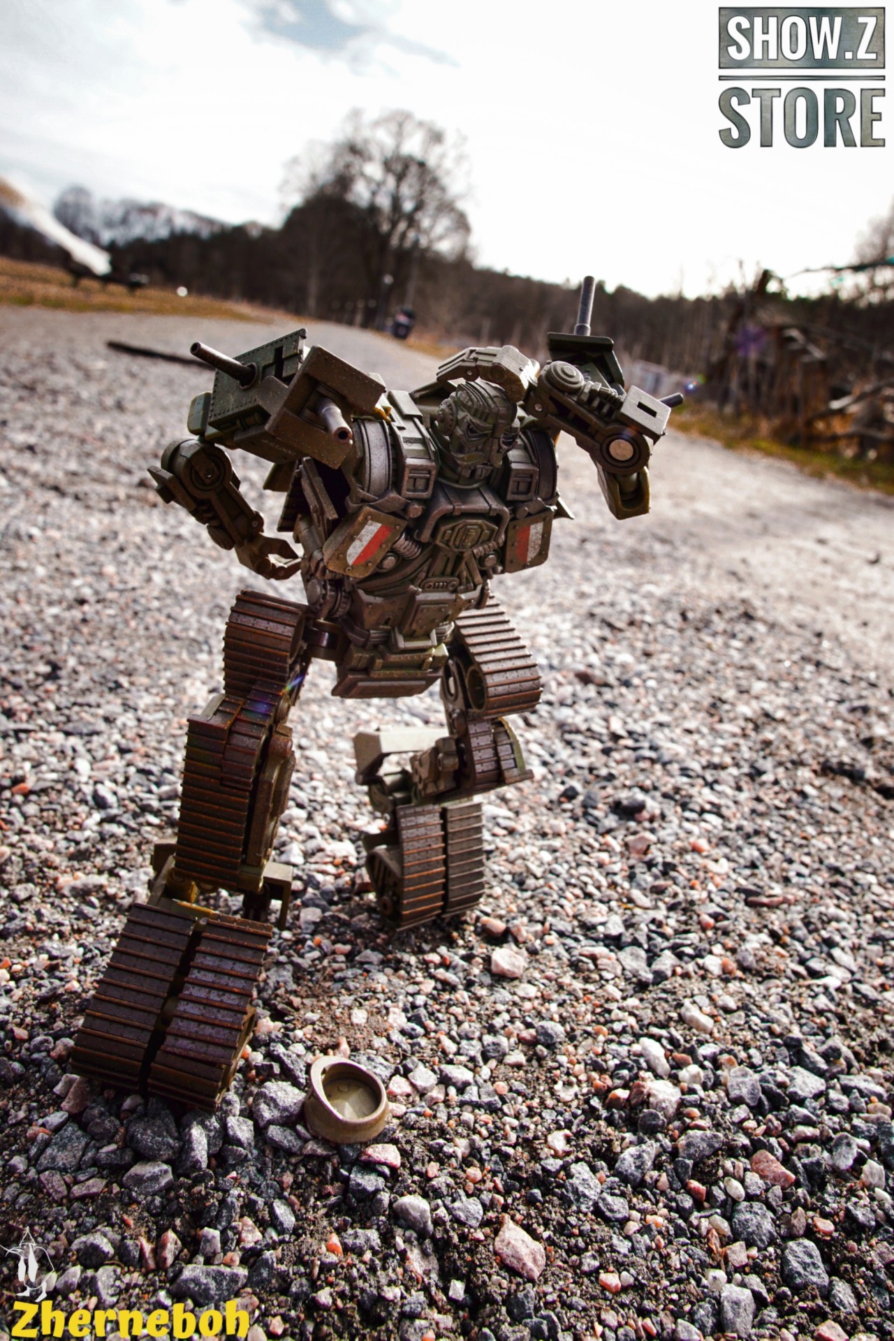Toyworld WW1 soldier robot in weathered landscape with diorama setting Toyworld WW1 soldier robot in weathered landscape with diorama setting