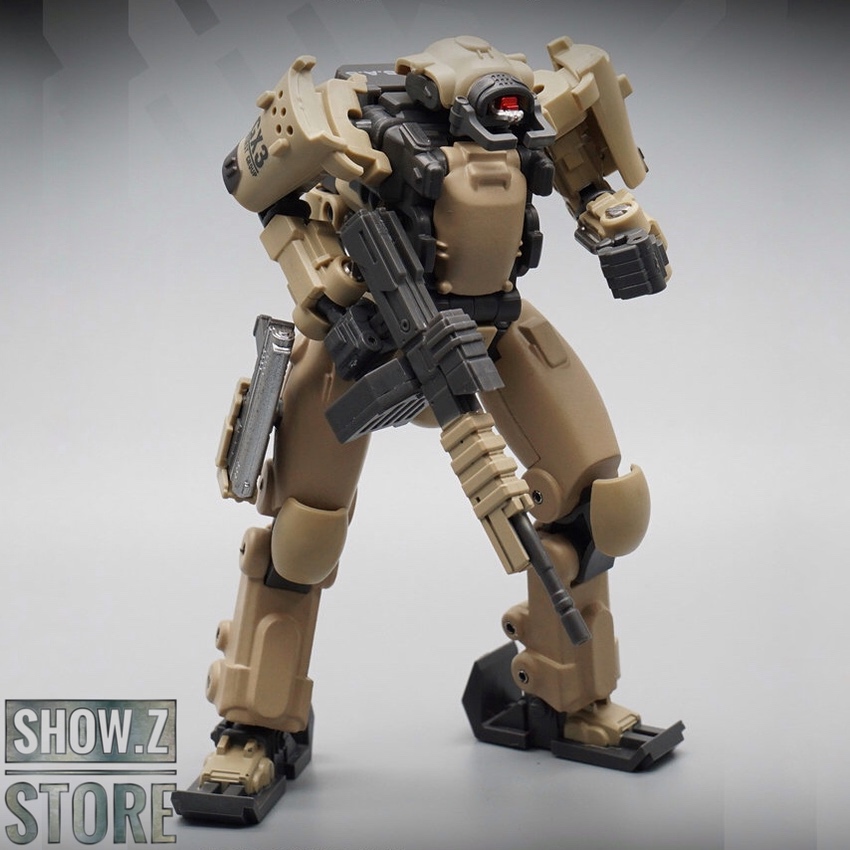 Tan and black AGS-02 Stellar Knights mech with multiple weapons Tan and black AGS-02 Stellar Knights mech with multiple weapons