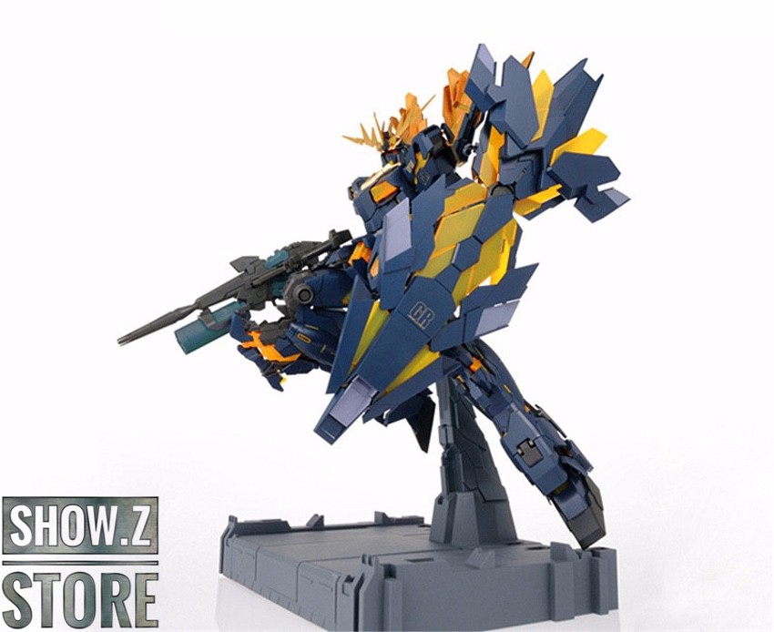 Banshee Gundam model with extended psycho frame panels rear view Banshee Gundam model with extended psycho frame panels rear view