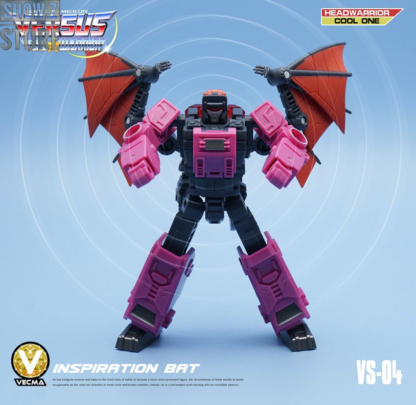 Pink robot with orange wings in action pose display Pink robot with orange wings in action pose display