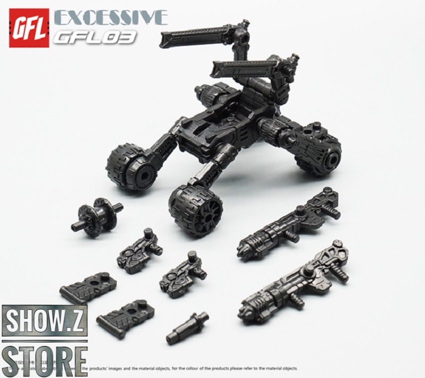Diaclone series GFL03 model parts and components laid out Diaclone series GFL03 model parts and components laid out