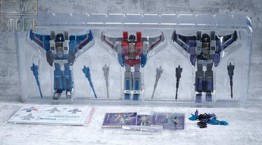 Starscream Thundercracker Skywarp jet fighter robot trio displayed Starscream Thundercracker Skywarp jet fighter robot trio displayed