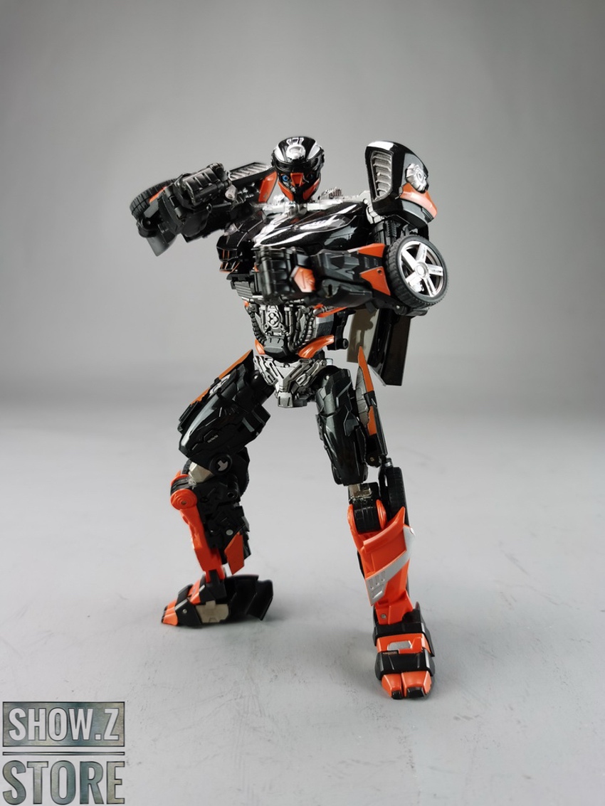 Dynamic action pose of robot with raised arm and weapon Dynamic action pose of robot with raised arm and weapon