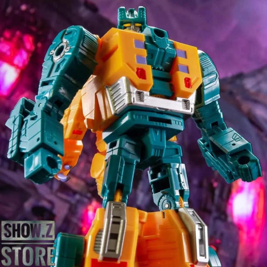 Aoyi Mech Sinnertwin dual robot yellow and teal colors with weaponry Aoyi Mech Sinnertwin dual robot yellow and teal colors with weaponry