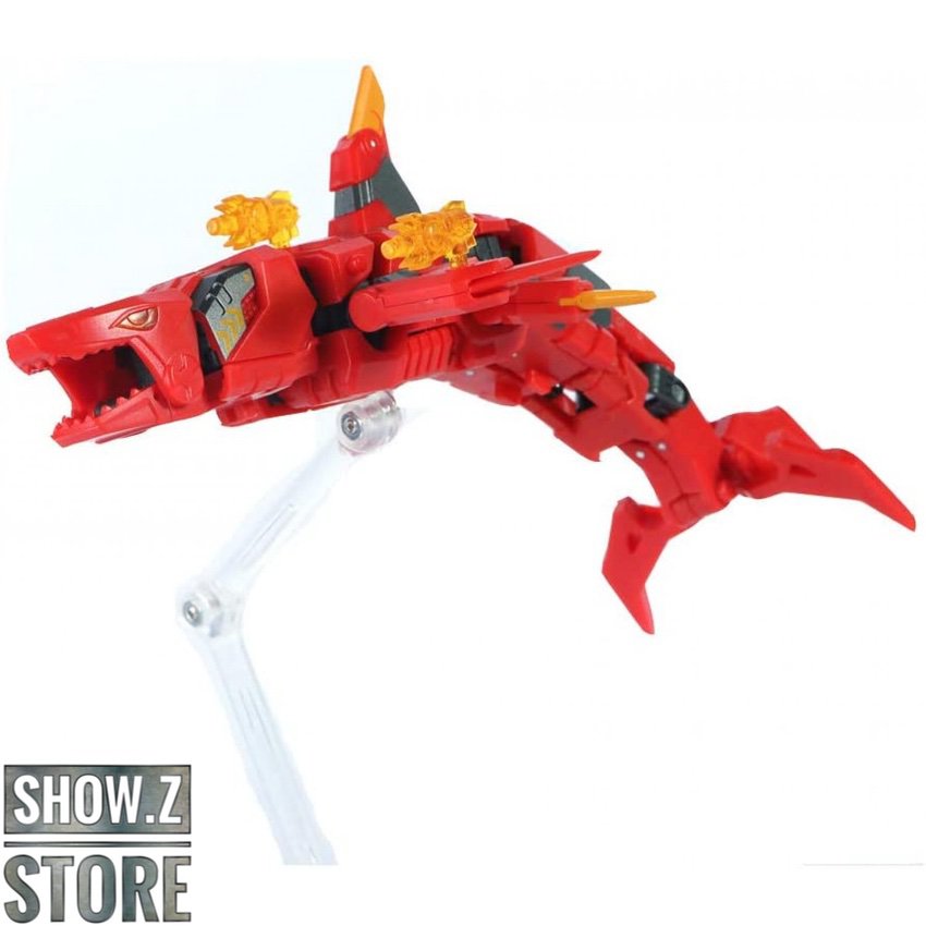 52Toys Sharkira red shark-mode figure with golden spikes and stand 52Toys Sharkira red shark-mode figure with golden spikes and stand
