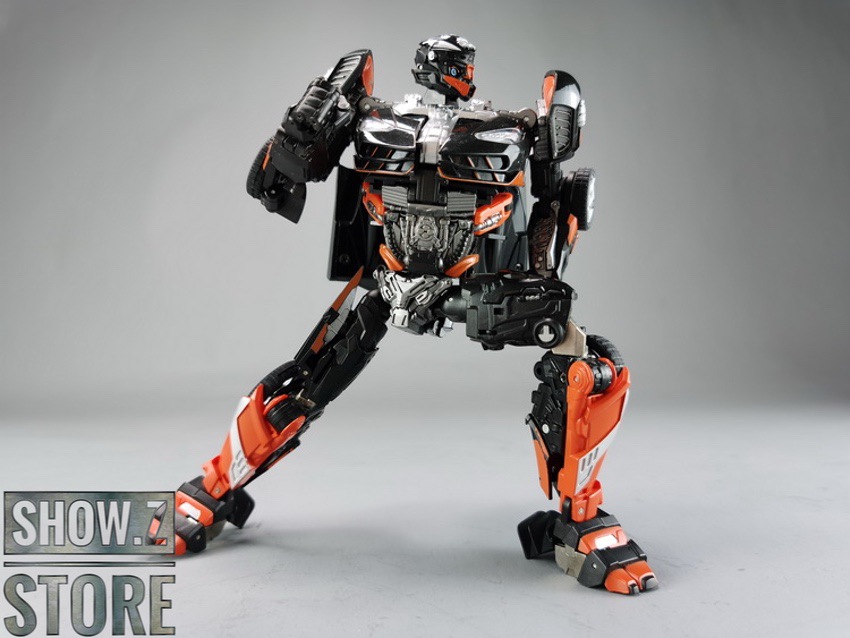 Standing robot with white wheels and orange black color scheme Standing robot with white wheels and orange black color scheme