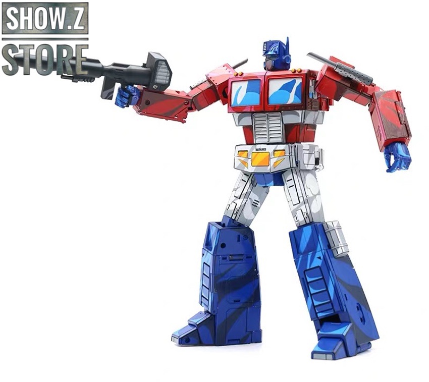 Transformation robot in dynamic action pose display Transformation robot in dynamic action pose display