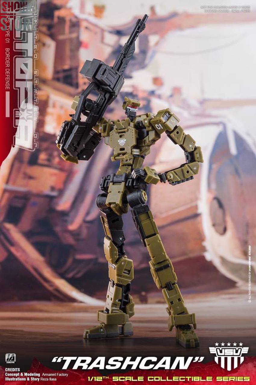 Golden tan robot with black weapons dynamic pose Golden tan robot with black weapons dynamic pose