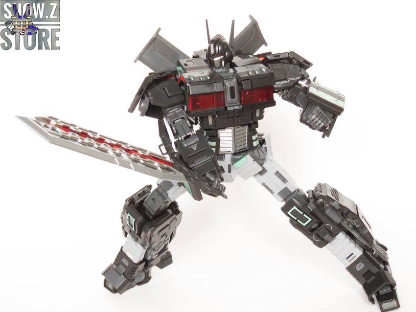 Black red white robot with dual cannons and sword weapon Black red white robot with dual cannons and sword weapon
