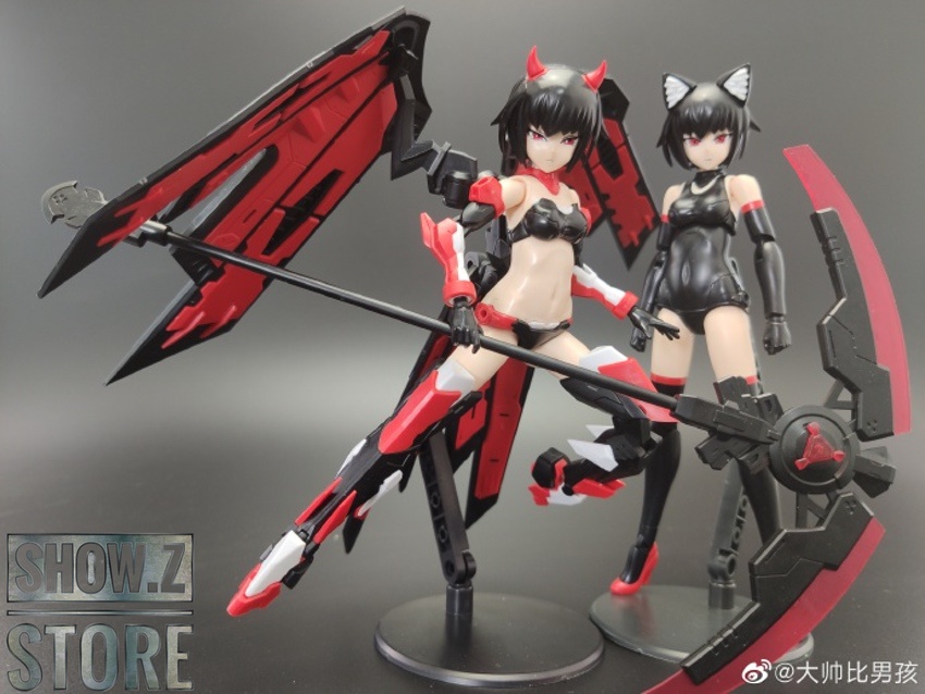 Twin figures showcasing detailed armor and weapon design Twin figures showcasing detailed armor and weapon design