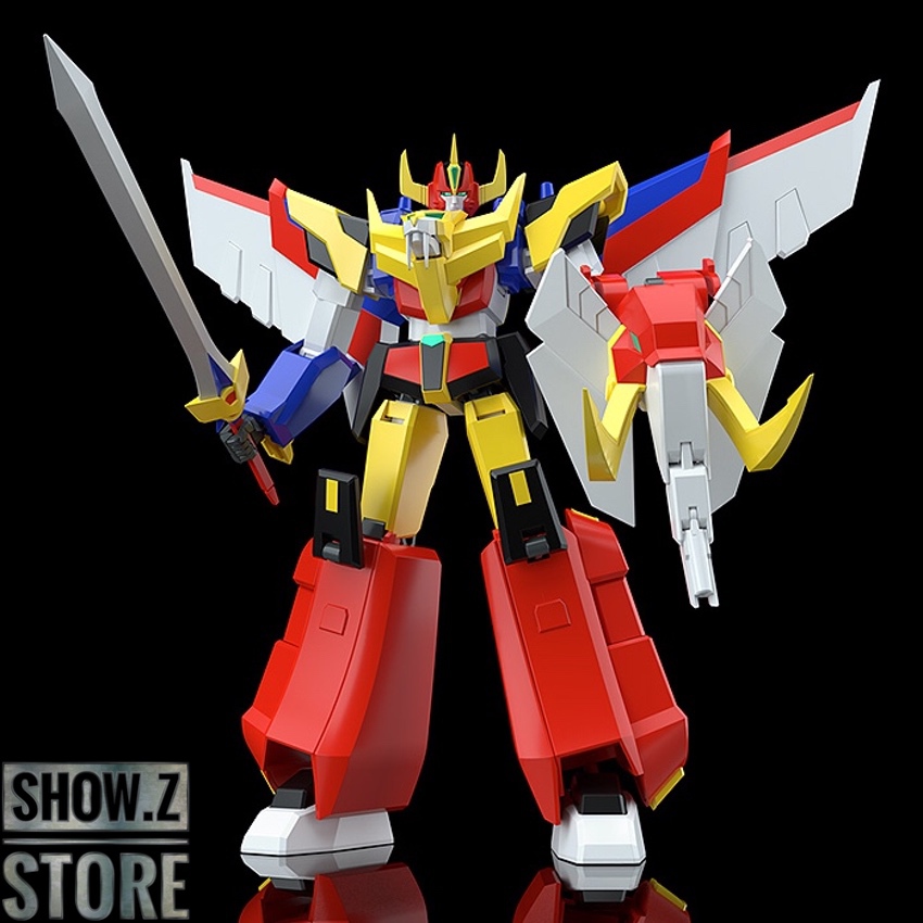 Red white blue yellow robot warrior with large wings Red white blue yellow robot warrior with large wings