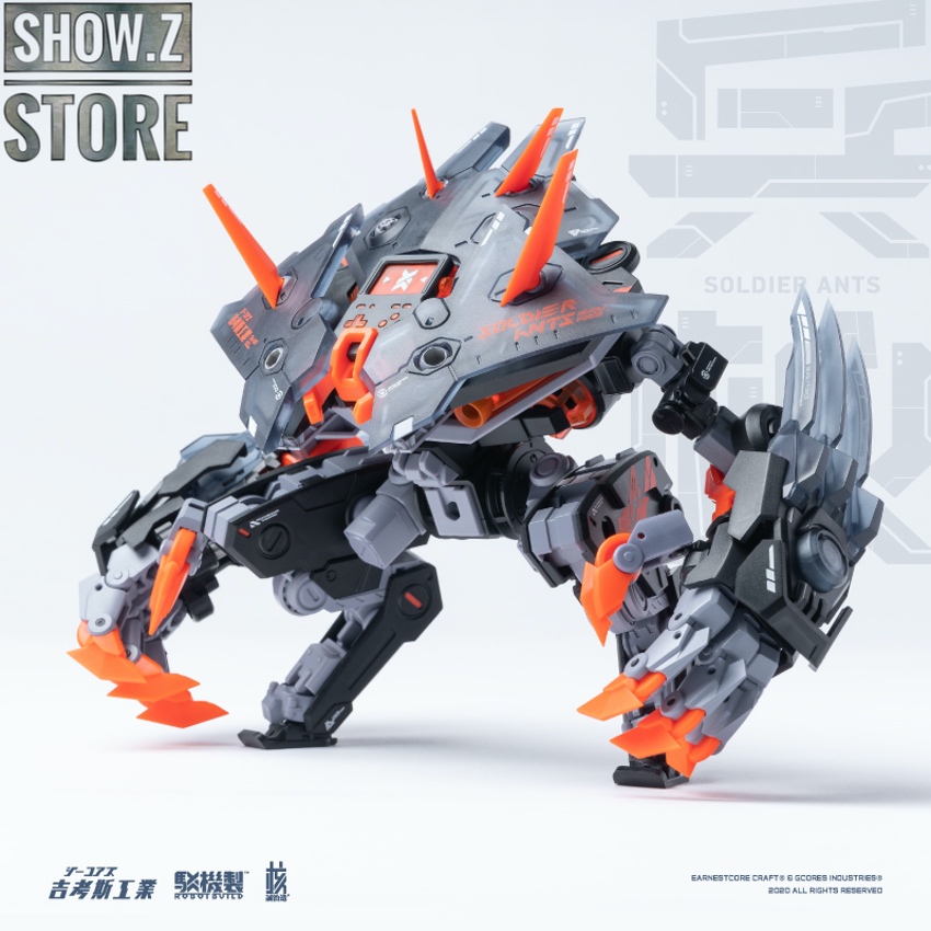 Dark gray Soldier Ants robot with orange spike weapons Dark gray Soldier Ants robot with orange spike weapons