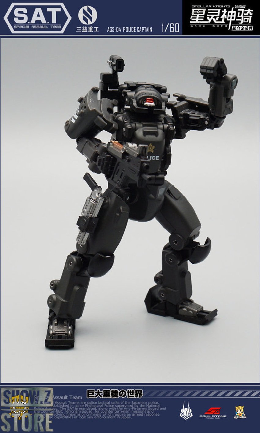 Dark gray black robot soldier with police uniform details Dark gray black robot soldier with police uniform details