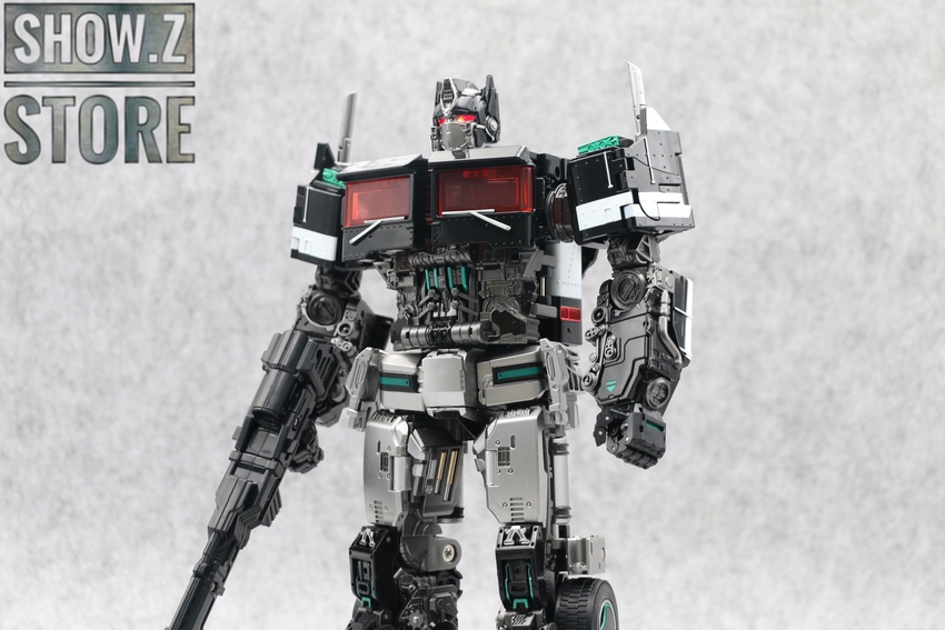 Black white and red tactical transformer figure fully articulated Black white and red tactical transformer figure fully articulated
