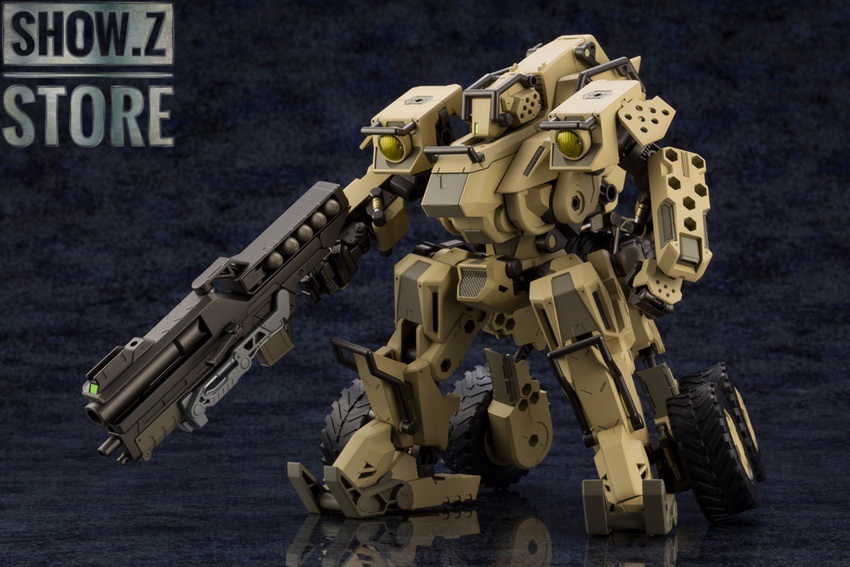 Tan colored Hexa Gear robot with mounted heavy weapon Tan colored Hexa Gear robot with mounted heavy weapon