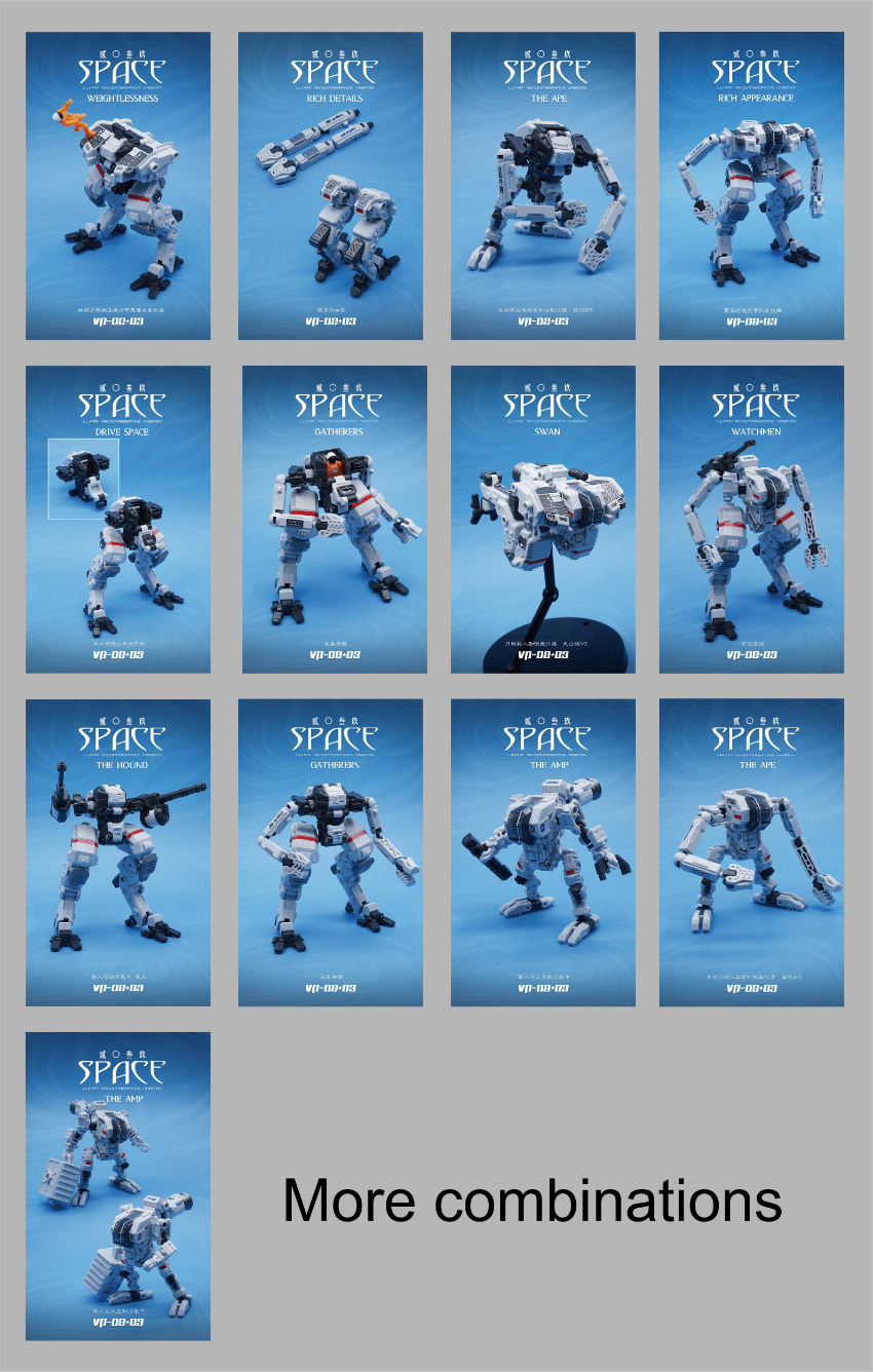 White robot with blue accents and modular weapon systems White robot with blue accents and modular weapon systems