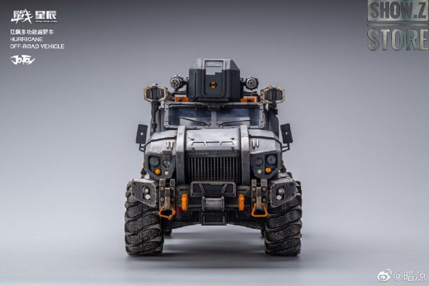 Military-style gray off-road truck with orange winch and accessories Military-style gray off-road truck with orange winch and accessories
