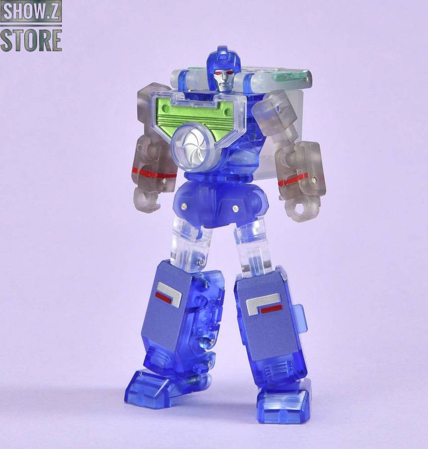 Single blue transparent Chimera robot figure with detailed armor Single blue transparent Chimera robot figure with detailed armor