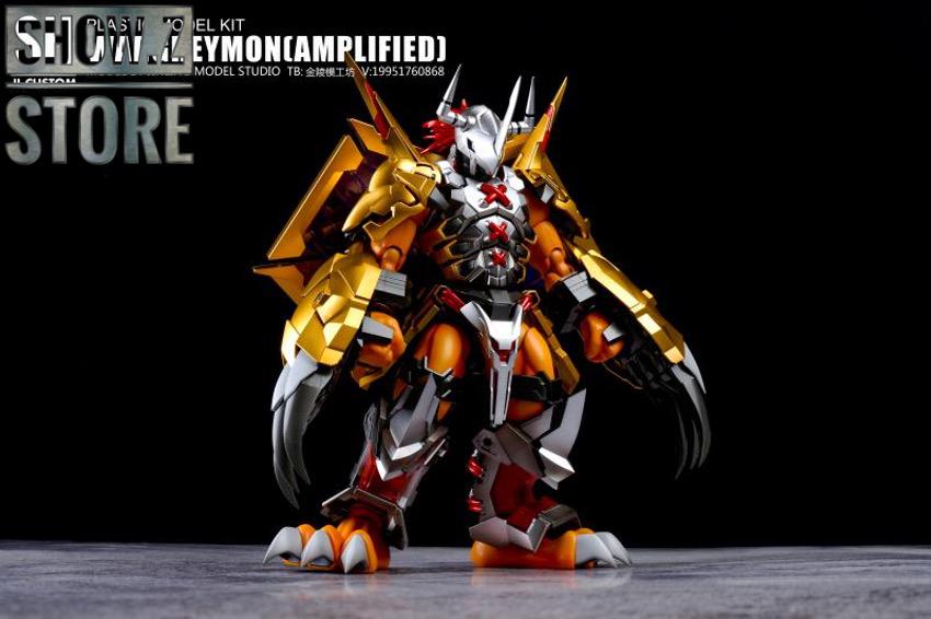 Wargreymon Amplified mecha with large golden armor wings red accents Wargreymon Amplified mecha with large golden armor wings red accents