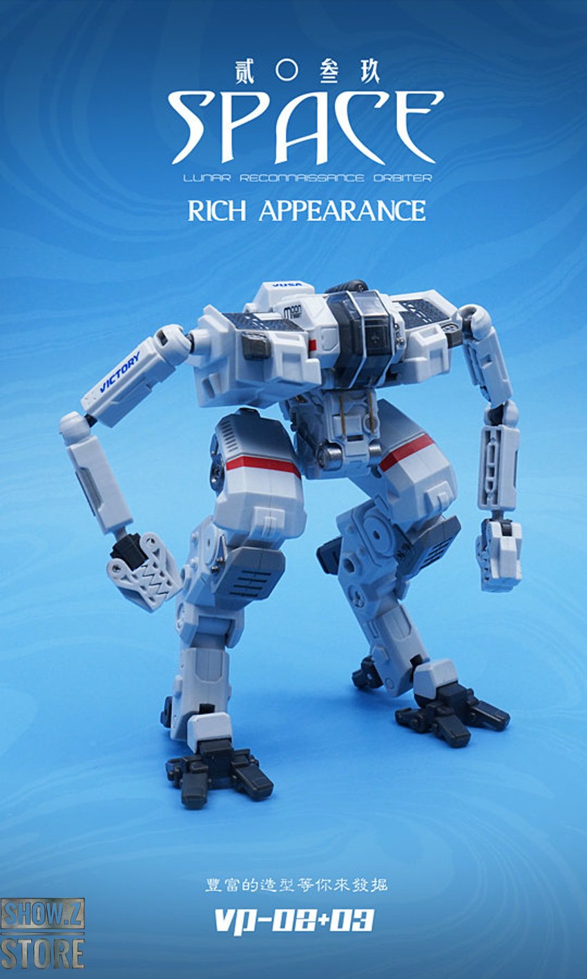 Robot model with white body black accents and combat-ready stance display Robot model with white body black accents and combat-ready stance display