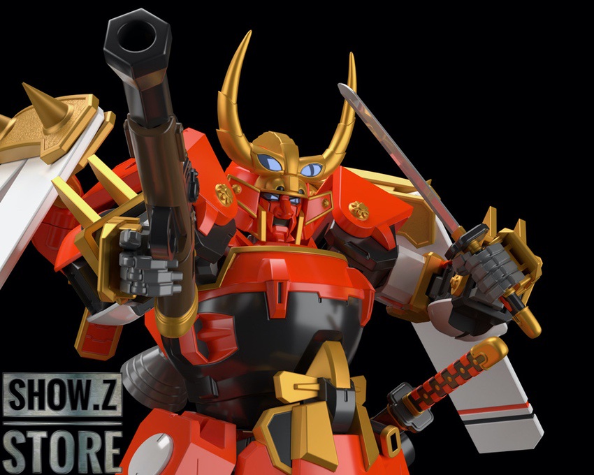 Mechanical robot with katana sword and shield equipped Mechanical robot with katana sword and shield equipped
