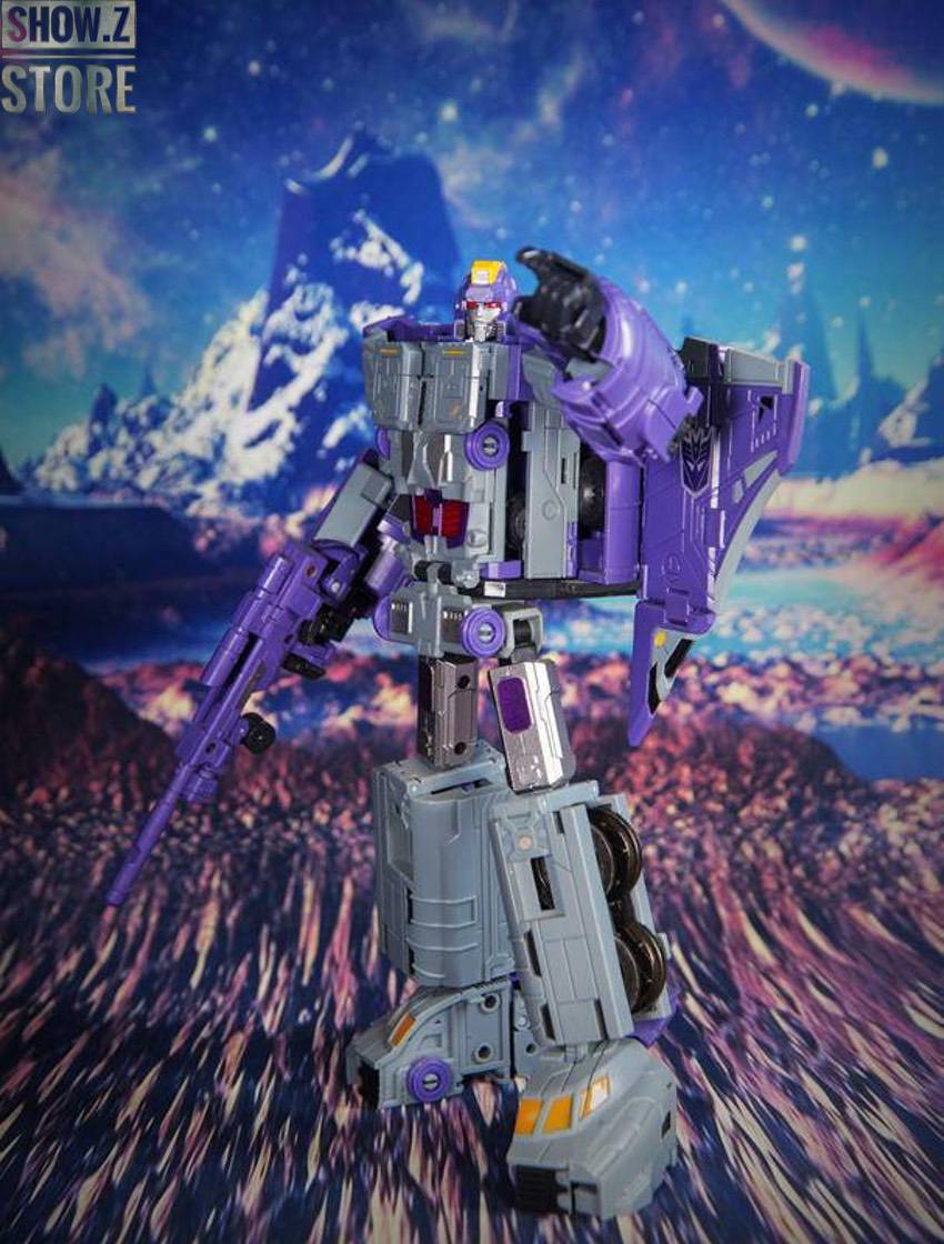 DX9 D05 Astrotrain dynamic flying stance on cosmic landscape DX9 D05 Astrotrain dynamic flying stance on cosmic landscape