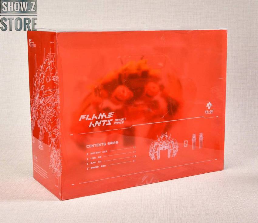 Orange and red insect-inspired limited edition robot figure assembled Orange and red insect-inspired limited edition robot figure assembled