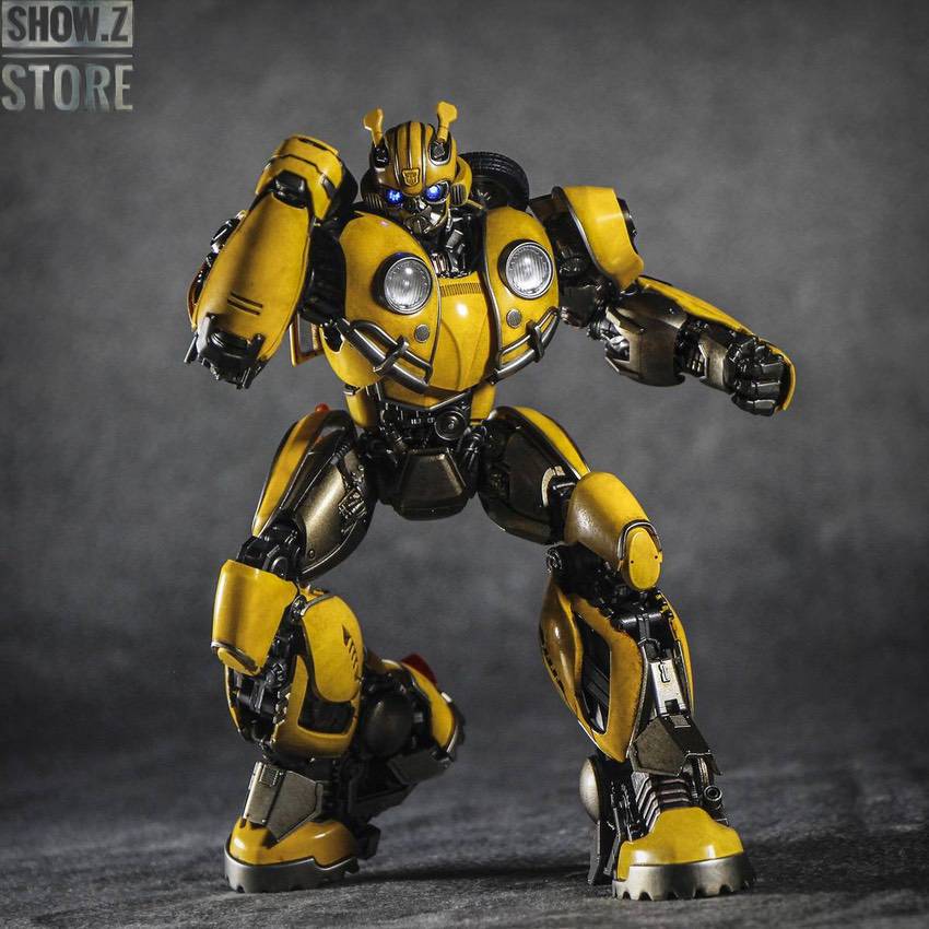 Bumblebee Transformers figure with forward-leaning action pose armor Bumblebee Transformers figure with forward-leaning action pose armor