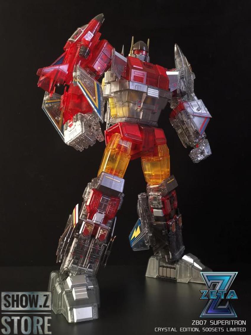 Zeta Toys Superion Clear Version robot in dynamic fighting pose Zeta Toys Superion Clear Version robot in dynamic fighting pose