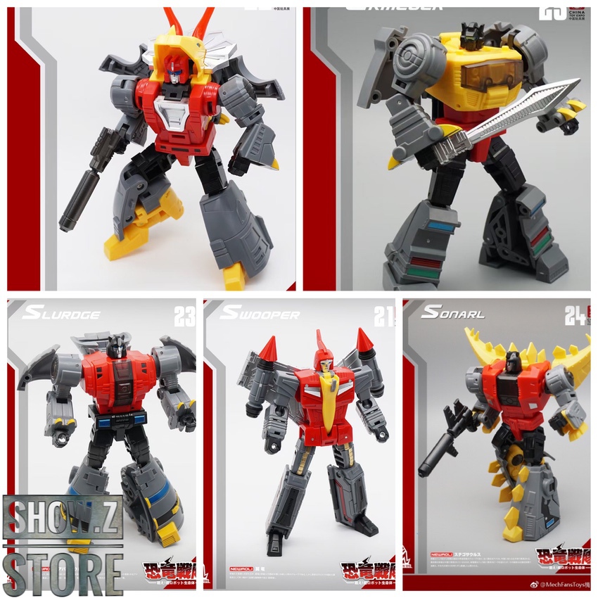 Red and yellow Grimlock robot form with black accessories Red and yellow Grimlock robot form with black accessories