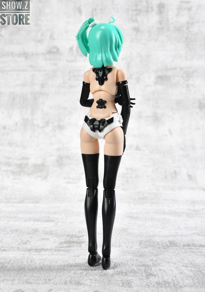Back view mint green twintail hair girl standing Back view mint green twintail hair girl standing