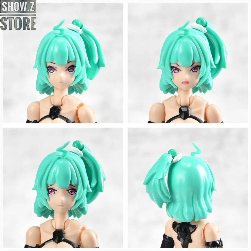 Front close-up mint green twintail expressions Front close-up mint green twintail expressions