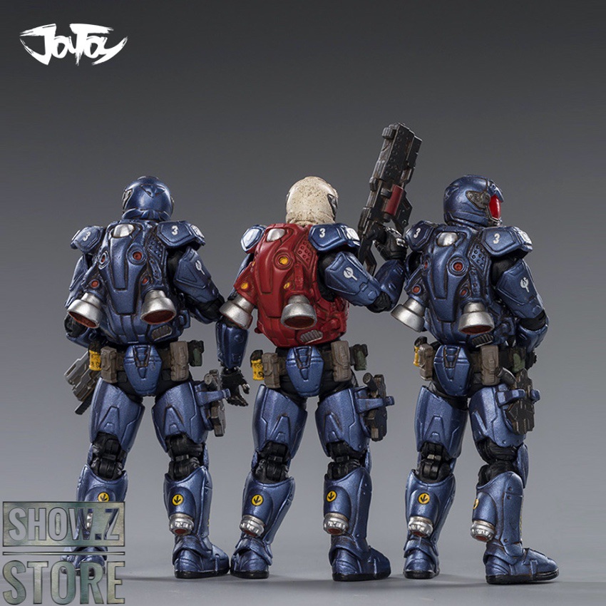 JoyToy 3rd Legion Interstellar Trooper trio back view weapons JoyToy 3rd Legion Interstellar Trooper trio back view weapons