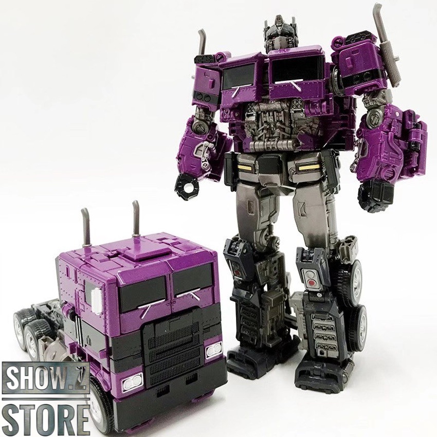 Nemesis Prime in robot mode with purple accents and articulated limbs Nemesis Prime in robot mode with purple accents and articulated limbs