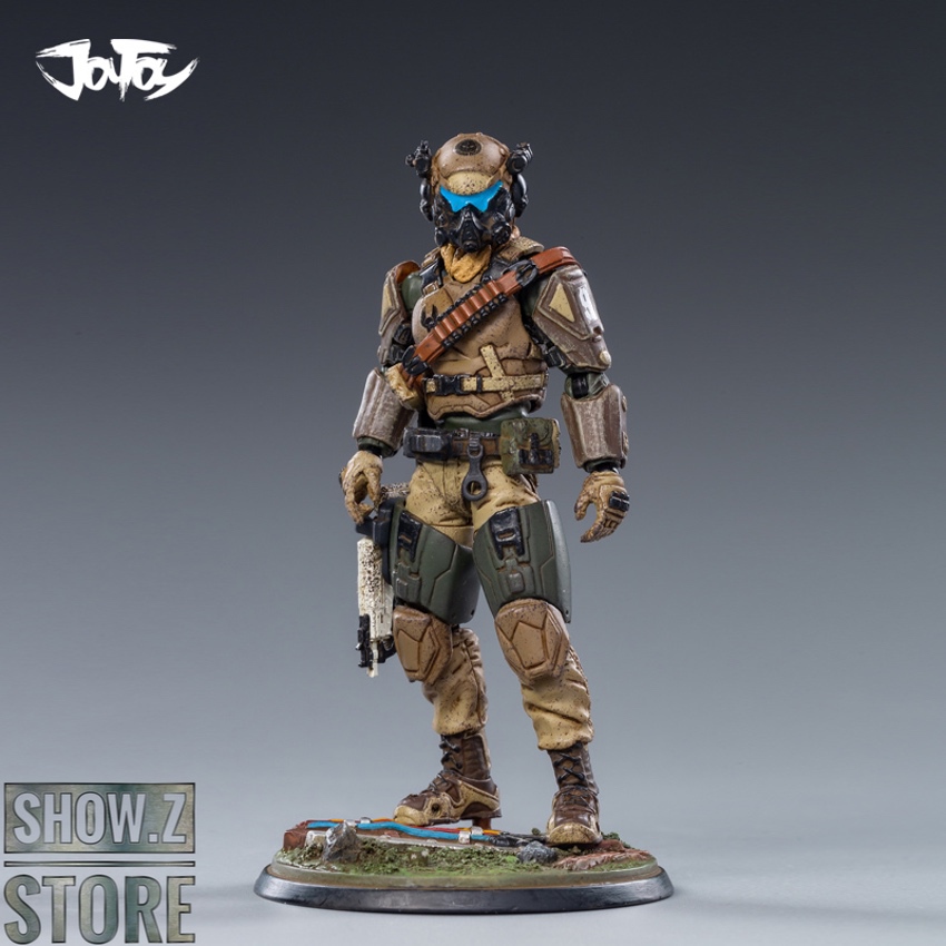 Armored soldier figure with blue visor front stance Armored soldier figure with blue visor front stance
