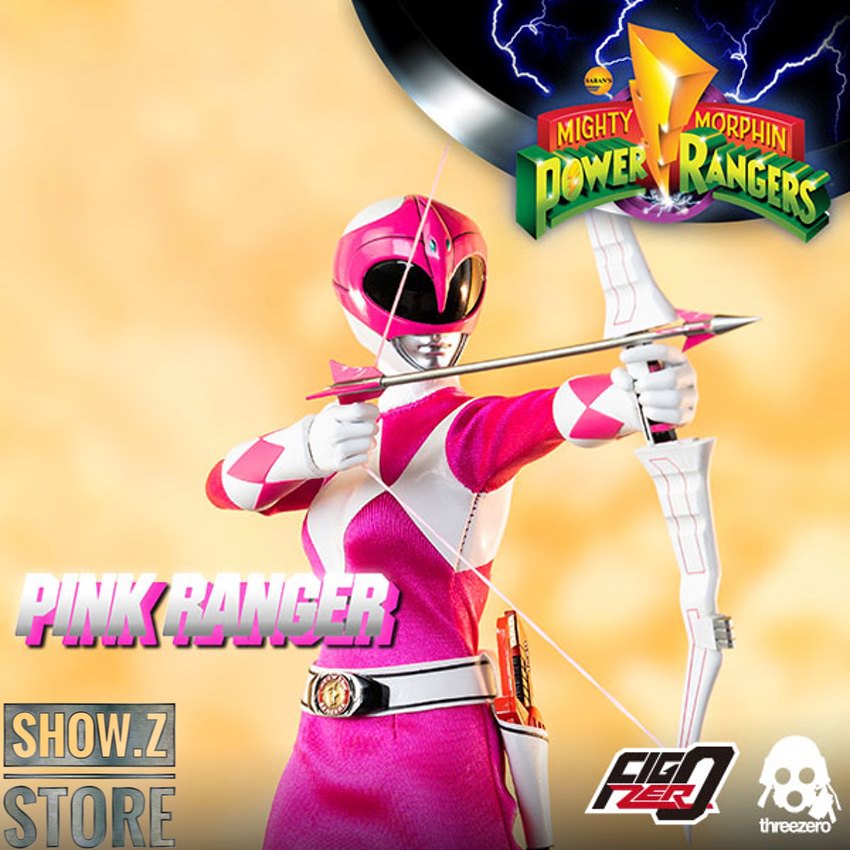 Pink Ranger in action pose with bow weapon Pink Ranger in action pose with bow weapon
