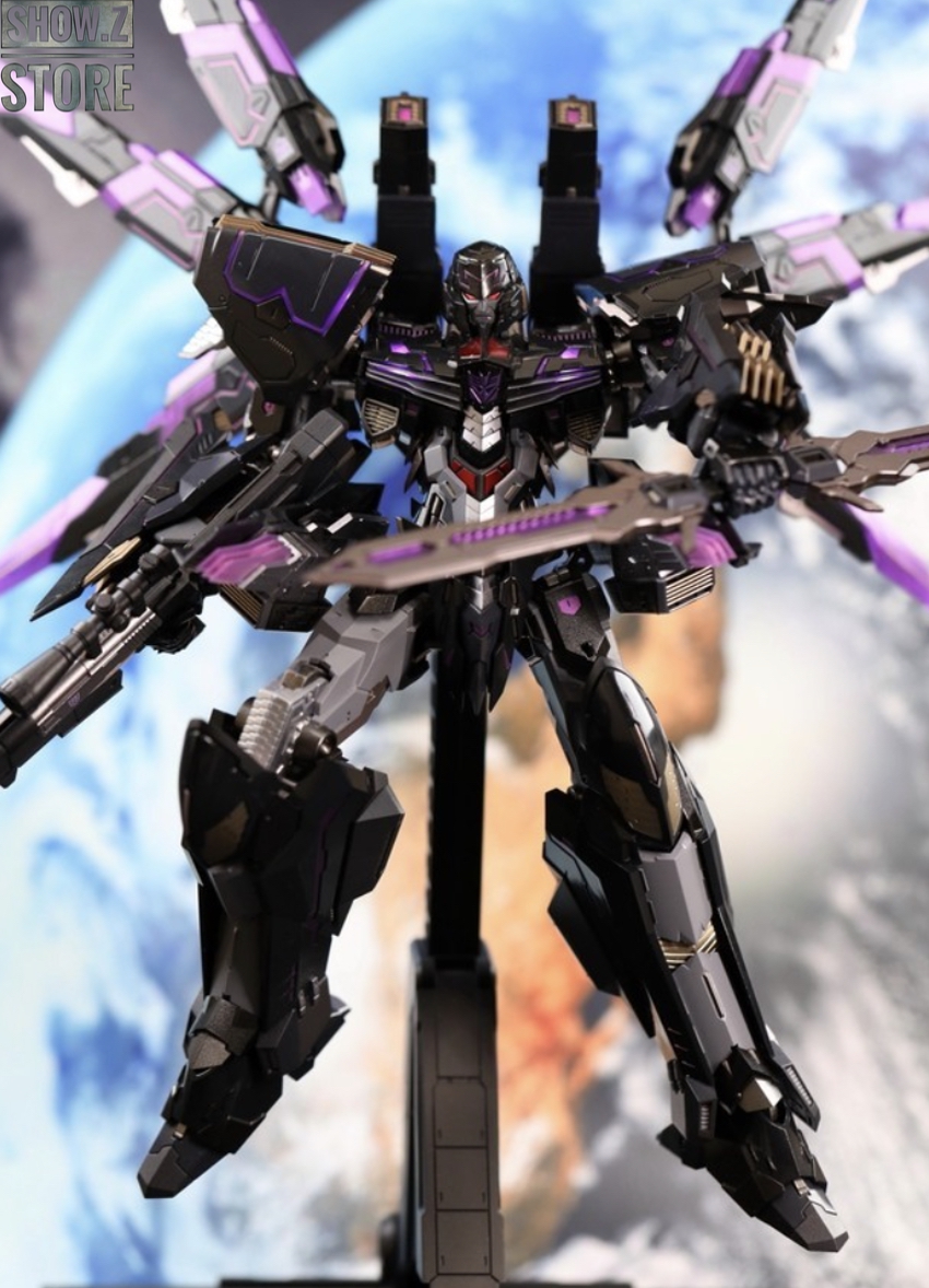 Flame Toys Stealth Megatron with six extended purple blade limbs Flame Toys Stealth Megatron with six extended purple blade limbs