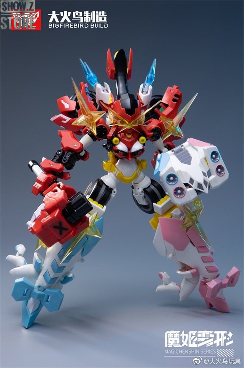 Colorful five-in-one combiner robot with multiple transformation parts Colorful five-in-one combiner robot with multiple transformation parts