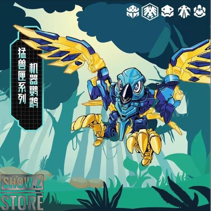 Golden mechanical parrot with extended wings Golden mechanical parrot with extended wings