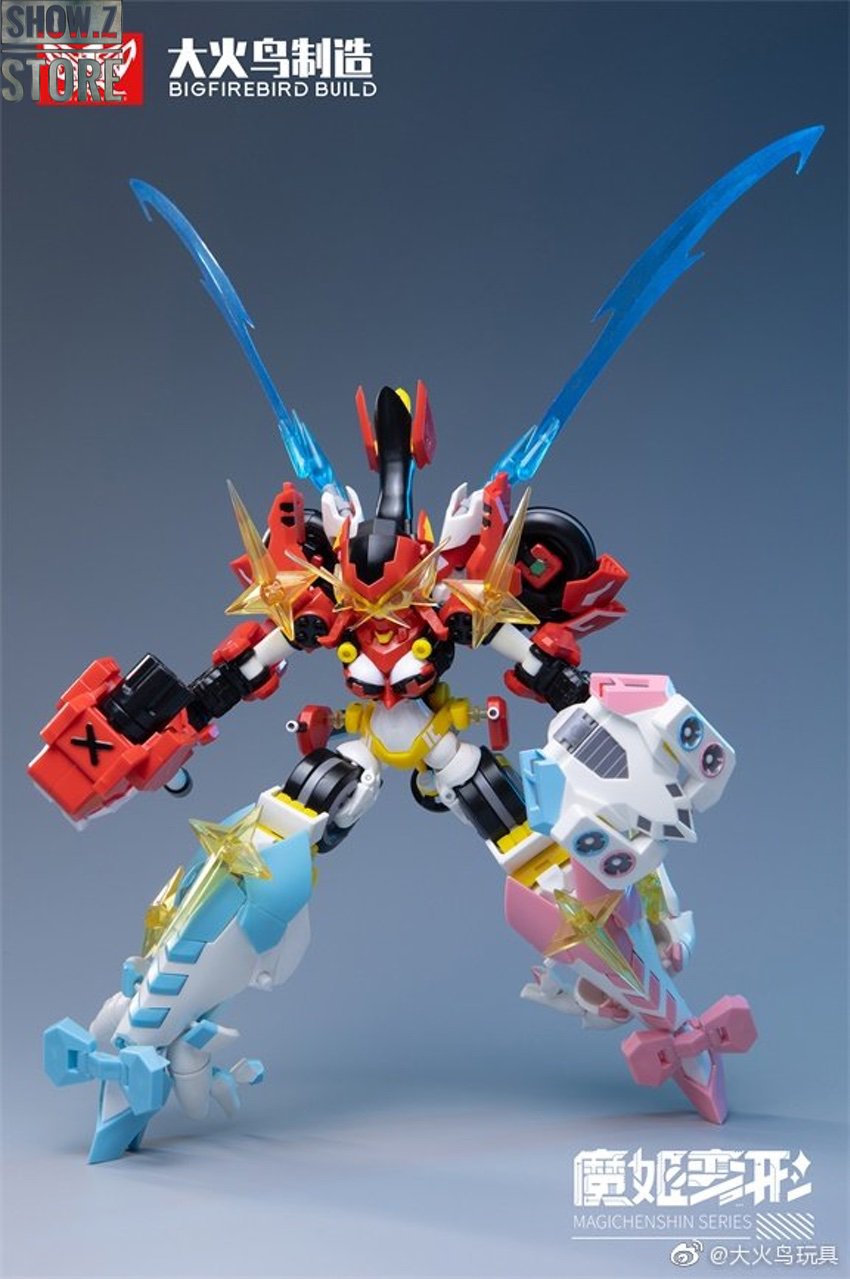 Five individual girl robots in yellow blue and pink color schemes Five individual girl robots in yellow blue and pink color schemes