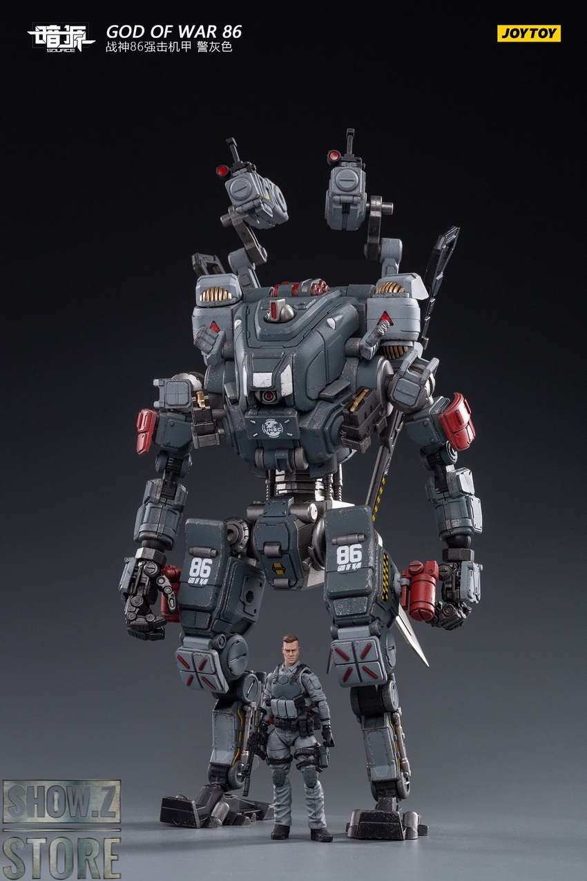 Detailed mechanical mecha grey and red Detailed mechanical mecha grey and red