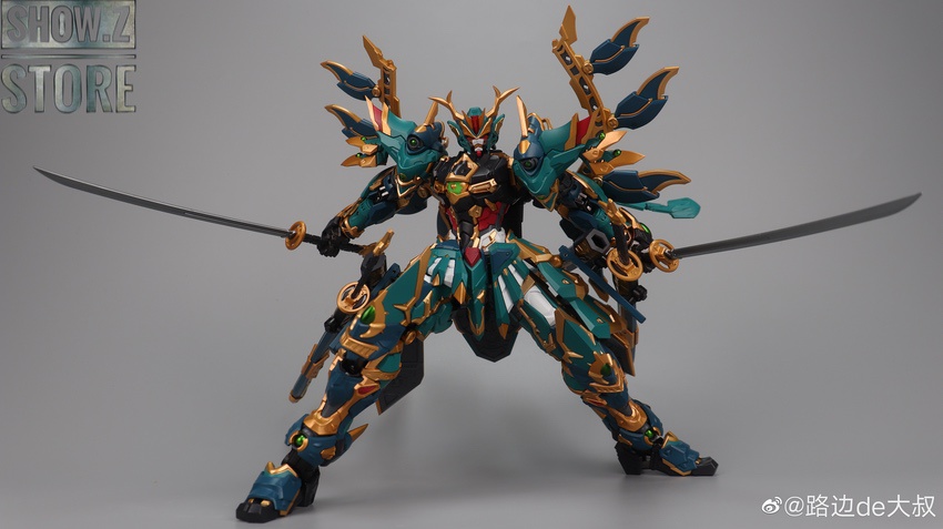 Azure Dragon blue gold angular armor design detail Azure Dragon blue gold angular armor design detail