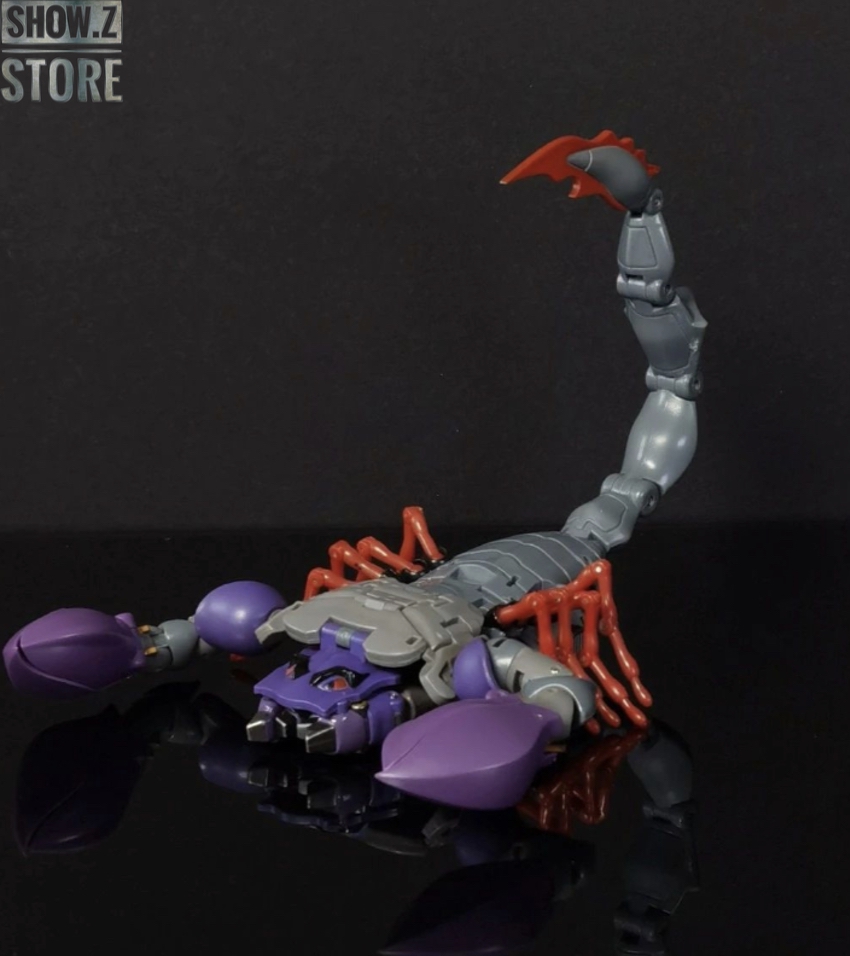 Transform Element Scorpion Scorponok red purple robot figure standing Transform Element Scorpion Scorponok red purple robot figure standing