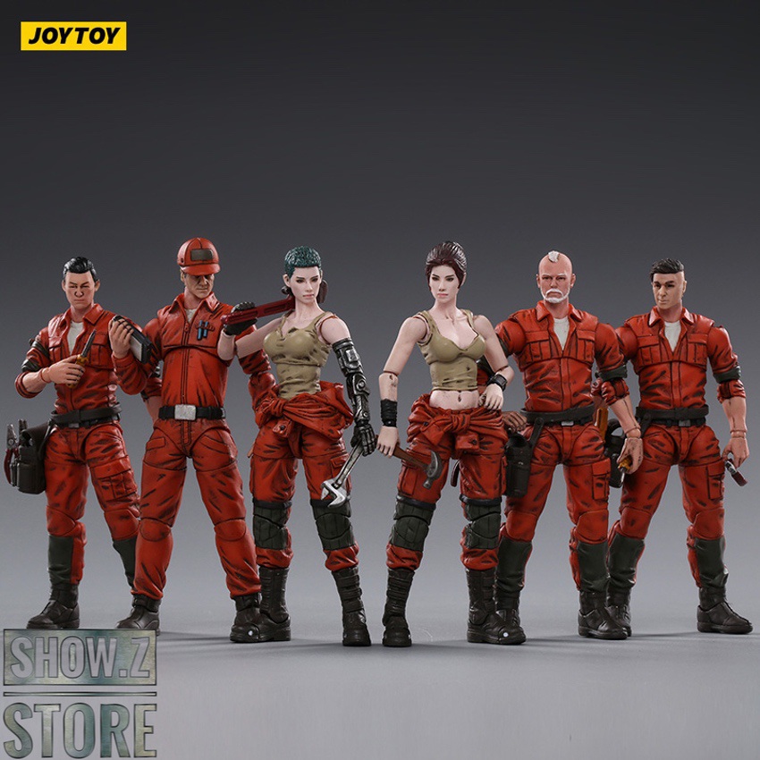 Six military personnel in red tactical gear Six military personnel in red tactical gear