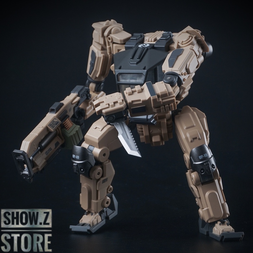 Tan and black mecha in dynamic pose Tan and black mecha in dynamic pose