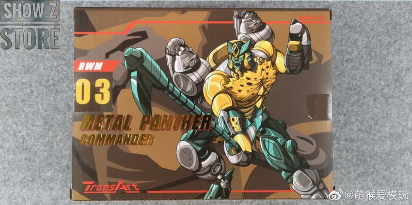 TransArt Metal Leopard Commander Cheetor box with yellow and teal robot artwork TransArt Metal Leopard Commander Cheetor box with yellow and teal robot artwork