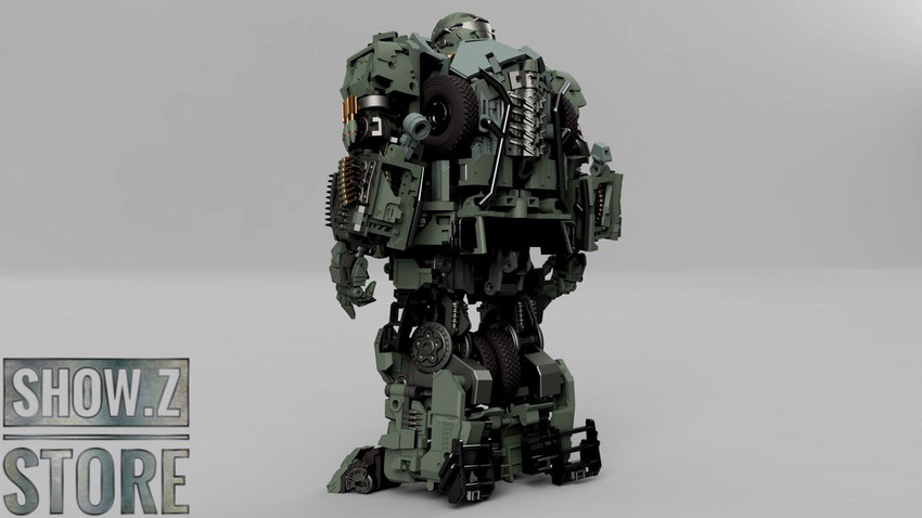 Gundog figure standing pose with extended mechanical limbs and detailed construction Gundog figure standing pose with extended mechanical limbs and detailed construction